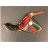 Image 2 : First Nations pair of decorative wood carved & painted Hummingbirds w/ inlaid abalone signed by arti
