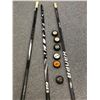Image 2 : Group of 3 assorted game-used hockey sticks & 6 pucks - includes game used sticks used by Kevin Beis