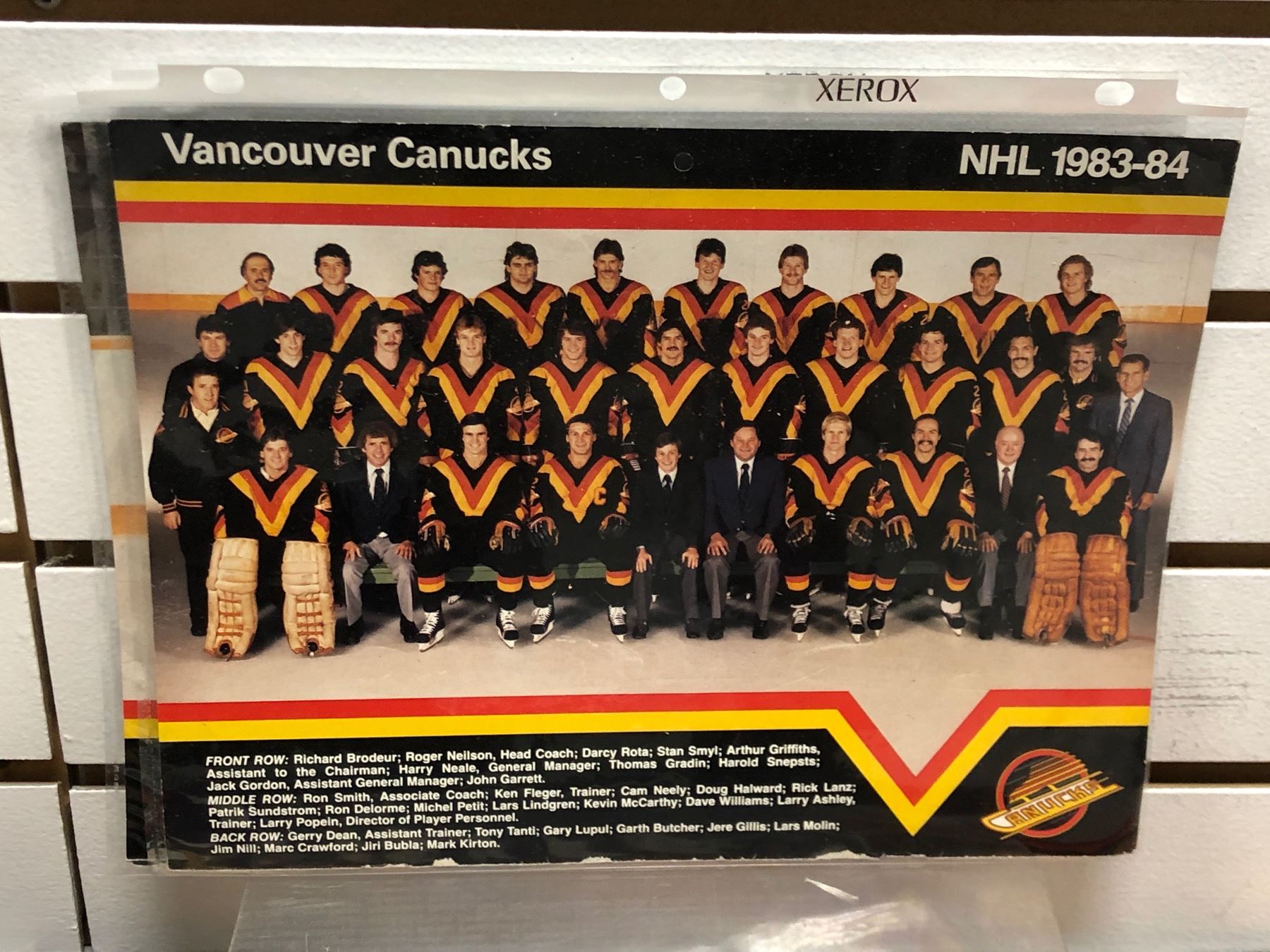 Group of Assorted Vancouver Canucks Memorabilia Includes 198384 Team