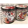 Image 1 : Group of two sealed 1972 and 2002 Vintage Team Canada Metal Buckets with Doritos Bags Inside
