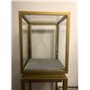 Image 2 : Group of 3 glass displays w/ 2 display stands (approx. 18in x 18in x 25in display case & 18 1/2in x 