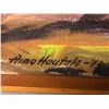Image 2 : Framed vintage original oil painting 1975 hand signed by artist Aimo Hautala (approx. 26in x 11in)