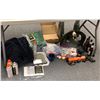 Image 1 : Large group of misc. set dec items - includes spray-paint/ glass bottles/ thermoses/ bag etc.