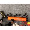 Image 2 : Large group of misc. set dec items - includes spray-paint/ glass bottles/ thermoses/ bag etc.