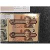 Image 2 : Group of collectible items - includes uncut pairs of 1973 $1 & 1986 $2 notes and 1979 British Columb