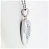 Image 3 : 14k White Gold .75 ctw Pave Round Diamond Heart Pendant Necklace w/ Frosted Fram