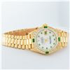Image 3 : Rolex Ladies 18K Yellow Gold MOP Emerald President Wristwatch 26MM