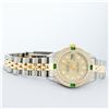 Image 4 : Rolex Ladies 2 Tone 18K Quickset Sapphire Champagne Diamond & Emerald Datejust W