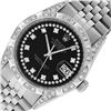 Image 2 : Rolex Mens Stainless Steel Black Diamond Lugs & Pyramid Bezel Datejust Wristwatc