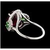 Image 3 : 5.91 ctw Ruby, Tsavorite, and Diamond Ring - 14KT White Gold