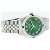 Image 3 : Rolex Mens Stainless Steel Green Roman Diamond & Emerald Datejust Wristwatch