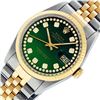 Image 2 : Rolex Mens 2 Tone Green String Diamond 36MM Datejust Wristwatch