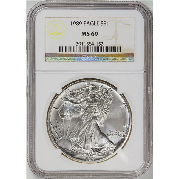 1989 American Silver Eagle .999 Fine Silver Dollar Coin NGC MS69