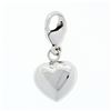 Image 3 : 14K White Gold 0.25 ctw Diamond Puffed Heart Dangle Charm Pendant w/ Lobster Cla