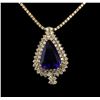 Image 2 : 14KT Yellow Gold 23.05 ctw GIA Certified Tanzanite and Diamond Necklace