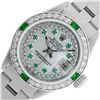 Rolex Ladies Stainless Steel MOP Emerald & Diamond Oyster Perpetaul Datejust Wri