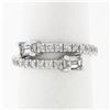 Image 1 : New 14k White Gold Emerald Cut & Round Diamond Moi et Toi Bypass Stack Band Ring