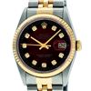 Image 1 : Rolex Mens 2 Tone Red Vignette Diamond 36MM Oyster Perpetual Datejust Wriswatch