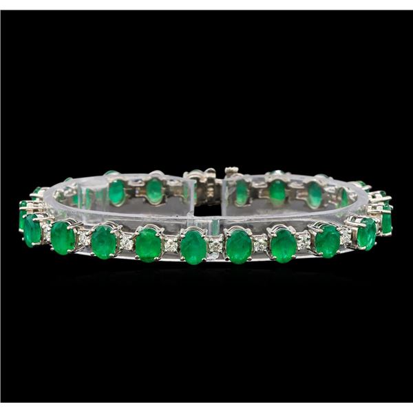 14KT White Gold 15.83 ctw Emerald and Diamond Bracelet