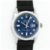 Rolex Mens Stainless Steel Blue Diamond 36MM Datejust Wristwatch With Nylon Stra