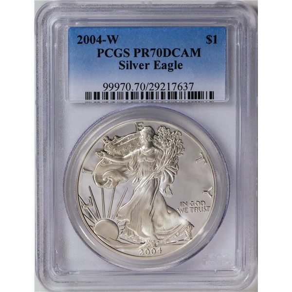 2004-W American Silver Eagle .999 Fine Silver Dollar Coin PCGS PR70DCAM