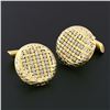Image 6 : Vintage Men's Solid 18k Yellow & White Gold Round Basket Weave Cufflinks Links