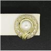 Image 3 : 18k Yellow Gold 1.25 ctw Cultured Pearl and Diamond Button Earrings