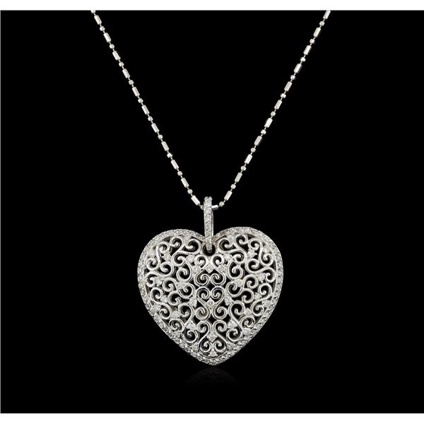 14KT White Gold 0.82 ctw Diamond Pendant With Chain