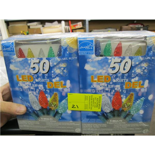 1 BOX OF 50 LED INDOOR/OUTDOOR CHRISTMAS LIGHTS