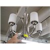 Image 1 : 1 5 LIGHT STAINLESS CHANDELIER W/WHITE GLASS COVERS