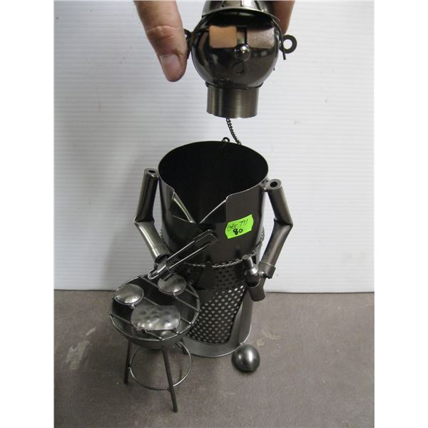 DECORATIVE METAL WINE BOTTLE HOLDER