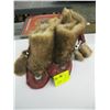 Image 1 : PAIR OF BEADED FUR MOCCASINS