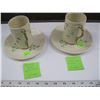 Image 1 : 2 BELLEEK SHAMROCK GAELIC CUPS & SAUCERS 6TH MARK