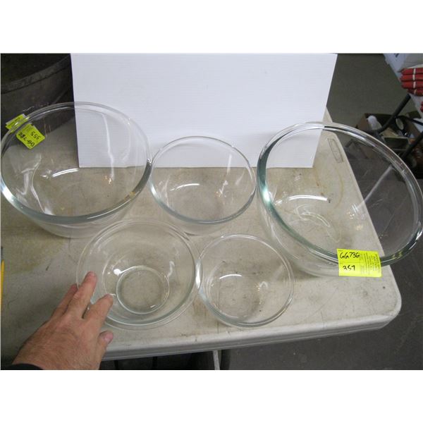 5 GLASS MIXING BOWLS