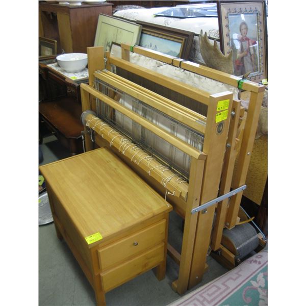 LECLERK 1886 LOOM W/2 DOOR DRAWER CABINET W/BOOKS