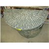 Image 2 : GREEN PAINTED WICKER/RATTAN HALF MOON TABLE