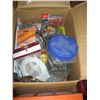 Image 2 : ORANGE BOLT & NUT ORGANIZER & BOX OF MISC. SCREWS, WIRE, ETC.