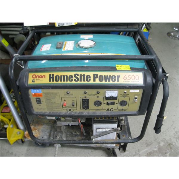 ONAN CUMMINGS HOMESITE POWER 6500 PORTABLE GENERATOR, RUNS BUT NEEDS WORK