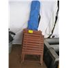 Image 1 : 1 BLUE CAMPING CHAIR & 2 FOLDING WOODEN SIDE TABLES