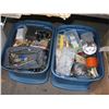 Image 1 : 2 BLUE CRATES OF MISC. SPRINGS, LOCKS, LIGHTS, WIRE, ETC.