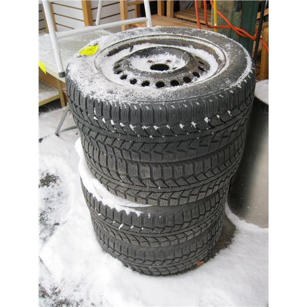 4 18560R14 WINTER TIRES ON 5 BOLT RIMS 4-18560r14-winter-tires-on-5-bolt-rims