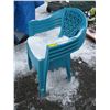 Image 1 : 4 STACKING BLUE PATIO CHAIRS