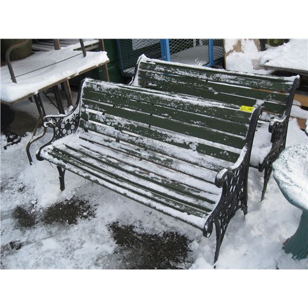 2 METAL & WOOD GARDEN BENCHES