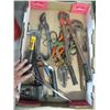 Image 2 : BOX OF MISC. HAMMERS, PIPE WRENCH, BRAKE CONTROLLER, ETC.