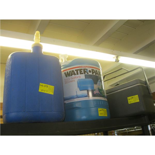 SM. COOLER & 2 WATER CONTAINERS