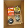 Image 2 : BOX W/12V VACUUM & PAIR OF SZ 7 CHEST WADERS, FISHING REEL, NET, ETC.