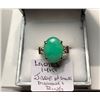 Image 1 : LADIES 14KT JADE & SMALL DIAMONDS RING - SZ 7