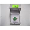 Image 2 : LADIES 14KT JADE & SMALL DIAMONDS RING - SZ 7