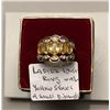 Image 1 : LADIES 10KT RING W/YELLOW STONES & SMALL DIAMONDS - SZ 7.5