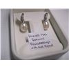 Image 2 : LADIES 14KT GENUINE PEARL EARRINGS W/SMALL DIAMONDS